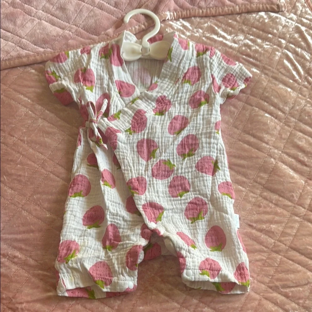 Strawberry Print Kimono Romper